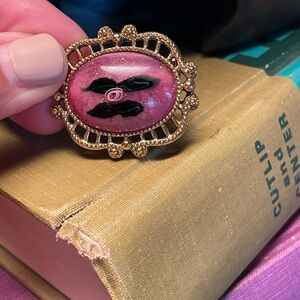 Vintage 1928 Jewelry Co Lampwork Glass Rose Brooch Pin